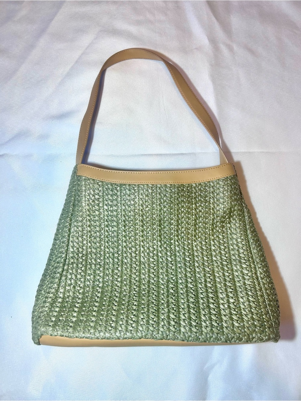 Charter Club Woven Straw Shoulder Bag with Tan Trim
